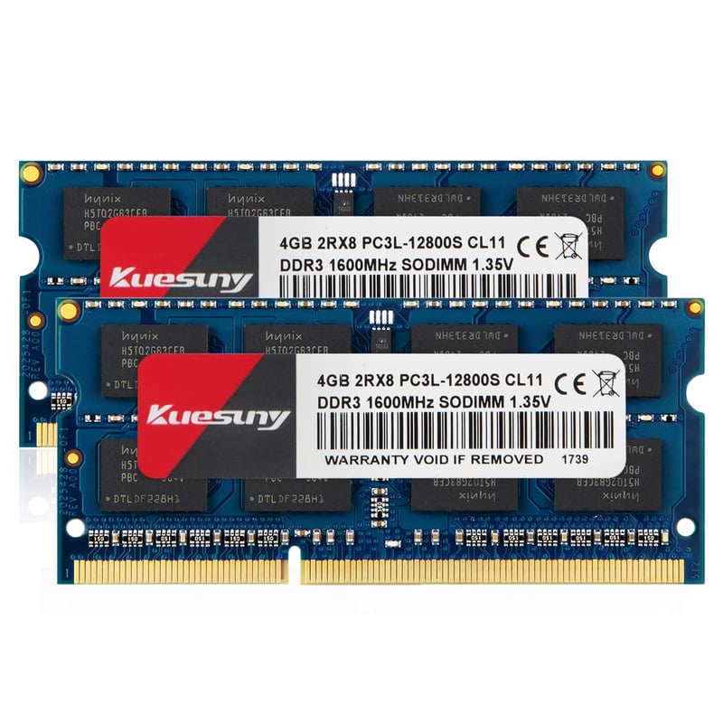 Kuesuny 8GB (2x4GB) DDR3/DDR3L 1600MHz Sodimm RAM - Nadogradnja memorije za laptop, 204 Pin, CL11, 1.35V/1.5V, Kompatibilno s prijenosnim računalima