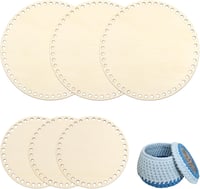 KUHAWL 6 db Fa Kosáralap Horgoláshoz - 15/20 cm Átmérőjű Natúr Fa Alapok DIY Tárolókosár Készítéséhez, Kézműves Dekorációhoz 1