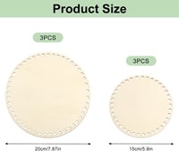 KUHAWL 6 db Fa Kosáralap Horgoláshoz - 15/20 cm Átmérőjű Natúr Fa Alapok DIY Tárolókosár Készítéséhez, Kézműves Dekorációhoz 2