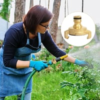 Set 2 conectori rapizi din alamă KUHAWL pentru furtun, adaptor cu niplu de 1/2 inch cu colier pentru conectare în grădină 5