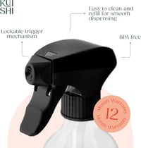 Kuishi Átlátszó Üveg Permetező Palack Fekete Pumpával 500ml Tartós Spray Flakon Tisztításhoz Növényápoláshoz 4