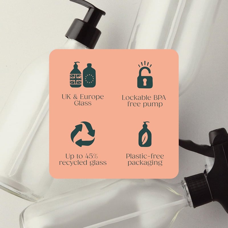 Kuishi Átlátszó Üveg Permetező Palack Fekete Pumpával 500ml Tartós Spray Flakon Tisztításhoz Növényápoláshoz