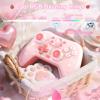 Bezdrôtový PC ovládač Kuitmor s RGB, Hall efekt joystickmi, 1000 Hz, funkciou Turbo a programovateľnými tlačidlami pre PC, Switch, iOS, Android, Linux, ružový Hello Kitty 4
