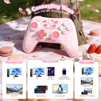 Bezdrôtový PC ovládač Kuitmor s RGB, Hall efekt joystickmi, 1000 Hz, funkciou Turbo a programovateľnými tlačidlami pre PC, Switch, iOS, Android, Linux, ružový Hello Kitty 2