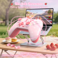 Bezdrôtový PC ovládač Kuitmor s RGB, Hall efekt joystickmi, 1000 Hz, funkciou Turbo a programovateľnými tlačidlami pre PC, Switch, iOS, Android, Linux, ružový Hello Kitty 8