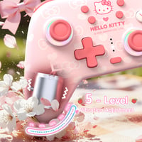 Bezdrôtový PC ovládač Kuitmor s RGB, Hall efekt joystickmi, 1000 Hz, funkciou Turbo a programovateľnými tlačidlami pre PC, Switch, iOS, Android, Linux, ružový Hello Kitty 3