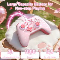 Bezdrôtový PC ovládač Kuitmor s RGB, Hall efekt joystickmi, 1000 Hz, funkciou Turbo a programovateľnými tlačidlami pre PC, Switch, iOS, Android, Linux, ružový Hello Kitty 9