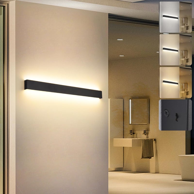 KUKAK 10 W 33 cm aplică de perete din aluminiu cu lumină în sus și în jos, lampă de perete modernă pentru interior, 3000 4000 6000 K, pentru sufragerie, dormitor, hol, scară