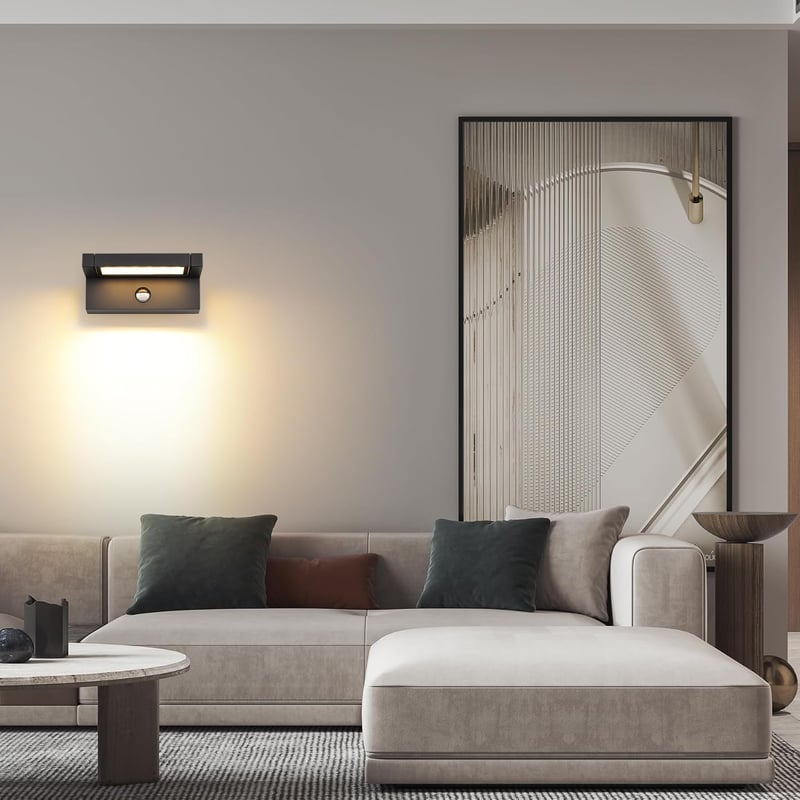 KUKAK 22W LED Fali Lámpa Mozgásérzékelővel, IP65 Vízálló, 3000K Meleg Fehér, 350° Forgatható, Kert és Terasz