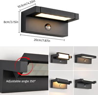 KUKAK 22W LED Fali Lámpa Mozgásérzékelővel, IP65 Vízálló, 3000K Meleg Fehér, 350° Forgatható, Kert és Terasz 3