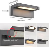KUKAK 22W LED Kültéri Fali Lámpa IP65 Vízálló 3000K Meleg Fehér 350° 4