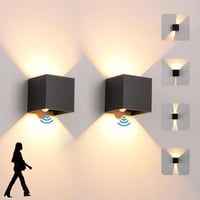 KUKAK 2db LED Fali Lámpa Mozgásérzékelővel, 12W, 3000K Meleg Fehér, IP65 Vízálló 1