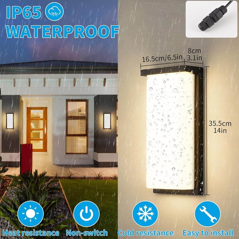 KUKAK 32W LED Kültéri Fali Lámpa IP65 Vízálló Alumínium 3000K Meleg Fehér