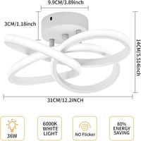 KUKAK 36W LED Mennyezeti Lámpa - Modern Virágmintás Kerek Fehér Világítás 6000K, 3900lm, Energiatakarékos, Lakásba, Konyhába, Fürdőszobába 4