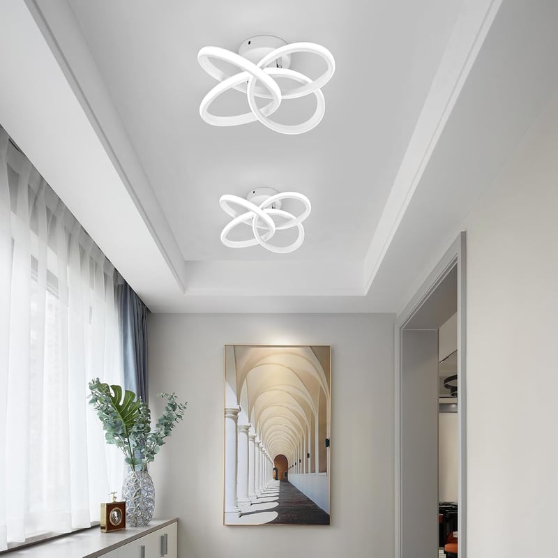 KUKAK 36W LED Mennyezeti Lámpa - Modern Virágmintás Kerek Fehér Világítás 6000K, 3900lm, Energiatakarékos, Lakásba, Konyhába, Fürdőszobába