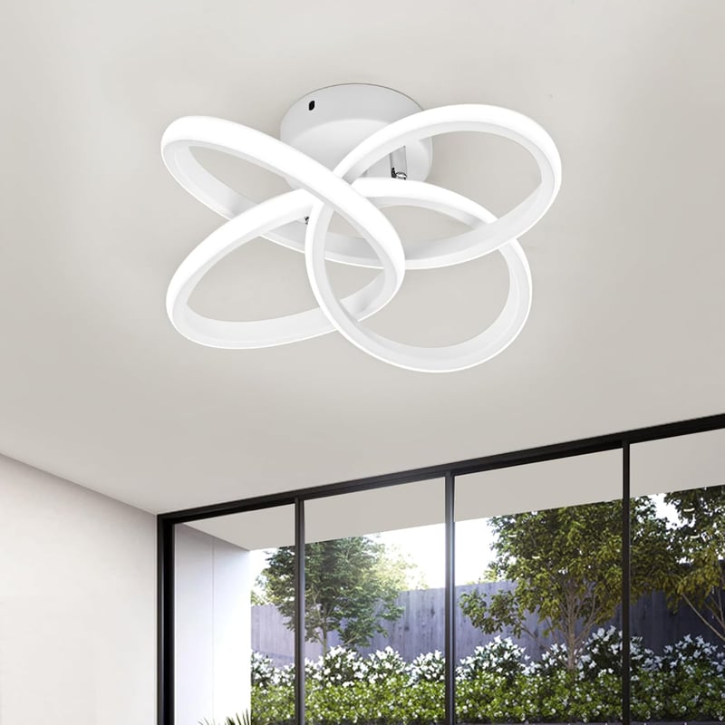 KUKAK 36W LED Mennyezeti Lámpa - Modern Virágmintás Kerek Fehér Világítás 6000K, 3900lm, Energiatakarékos, Lakásba, Konyhába, Fürdőszobába