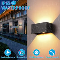 KUKAK LED fali lámpa mozgásérzékelővel 24 W kültéri beltéri fel le világít IP65 3000 K meleg fehér fekete 6