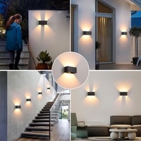KUKAK LED fali lámpa mozgásérzékelővel 24 W kültéri beltéri fel le világít IP65 3000 K meleg fehér fekete 2