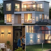 KUKAK LED fali lámpa mozgásérzékelővel 24 W kültéri beltéri fel le világít IP65 3000 K meleg fehér fekete 4