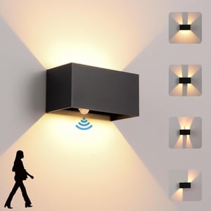 KUKAK LED fali lámpa mozgásérzékelővel 24 W kültéri beltéri fel le világít IP65 3000 K meleg fehér fekete