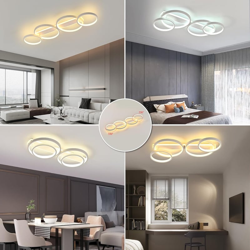 KUKAK LED Mennyezeti Lámpa Gyűrű Alakú Dimmelhető Távirányítóval 4 Izzó 60W