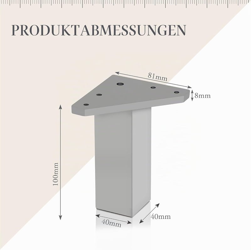 Kukicu Bútor Láb Alumínium 100mm 40x40mm Négyzet Profil 4db
