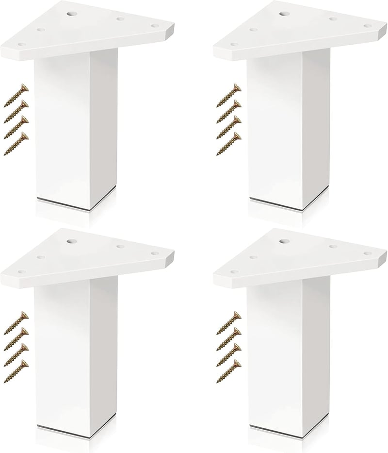 Kukicu fehér bútor láb 4 db 100 mm négyzet profil csavarral
