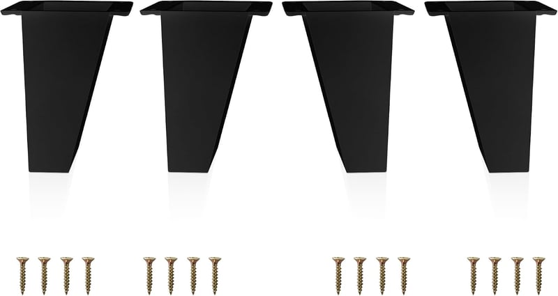 Kukicu fekete bútor lábak 12cm - 4 darabos szett csavarokkal