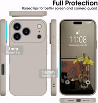 Kukiwhy iPhone 17 Pro szilikon tok mikroszálas belsővel és nyakpánttal - titánszürke 5