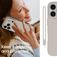 Kukiwhy iPhone 17 Pro szilikon tok mikroszálas belsővel és nyakpánttal - titánszürke 7