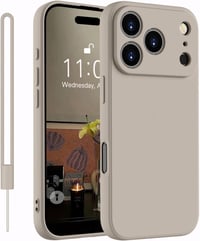 Kukiwhy iPhone 17 Pro szilikon tok mikroszálas belsővel és nyakpánttal - titánszürke 1