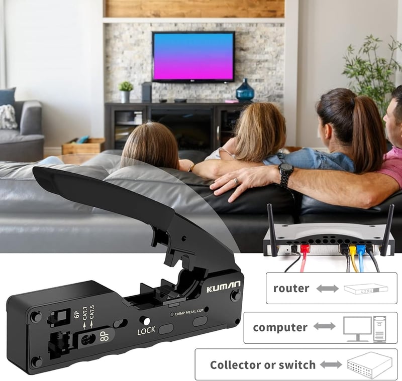 Kuman Hálózati Szerszámkészlet RJ45 Csatlakozó Sertésfog és Kábelteszter Cat6A Cat7