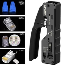Kuman Hálózati Szerszámkészlet RJ45 Csatlakozó Sertésfog és Kábelteszter Cat6A Cat7 3
