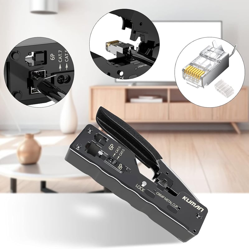 Kuman Hálózati Szerszámkészlet RJ45 Csatlakozó Sertésfog és Kábelteszter Cat6A Cat7