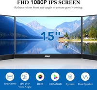 KUMK 15 Hüvelykes Hordozható Monitor 1080P FHD USB-C IPS Kijelző Laptop PC Mac Telefonhoz 5