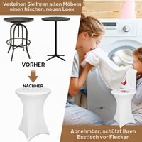Față de masă elastică Kunaxku pentru masă de bar, 2 bucăți, 80 x 110 cm, față de masă din spandex pentru masă de bistro, pentru zile de naștere, nunți, decorațiuni interioare, albă 4