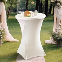 Față de masă elastică Kunaxku pentru masă de bar, 2 bucăți, 80 x 110 cm, față de masă din spandex pentru masă de bistro, pentru zile de naștere, nunți, decorațiuni interioare, albă 5