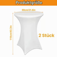 Față de masă elastică Kunaxku pentru masă de bar, 2 bucăți, 80 x 110 cm, față de masă din spandex pentru masă de bistro, pentru zile de naștere, nunți, decorațiuni interioare, albă 2
