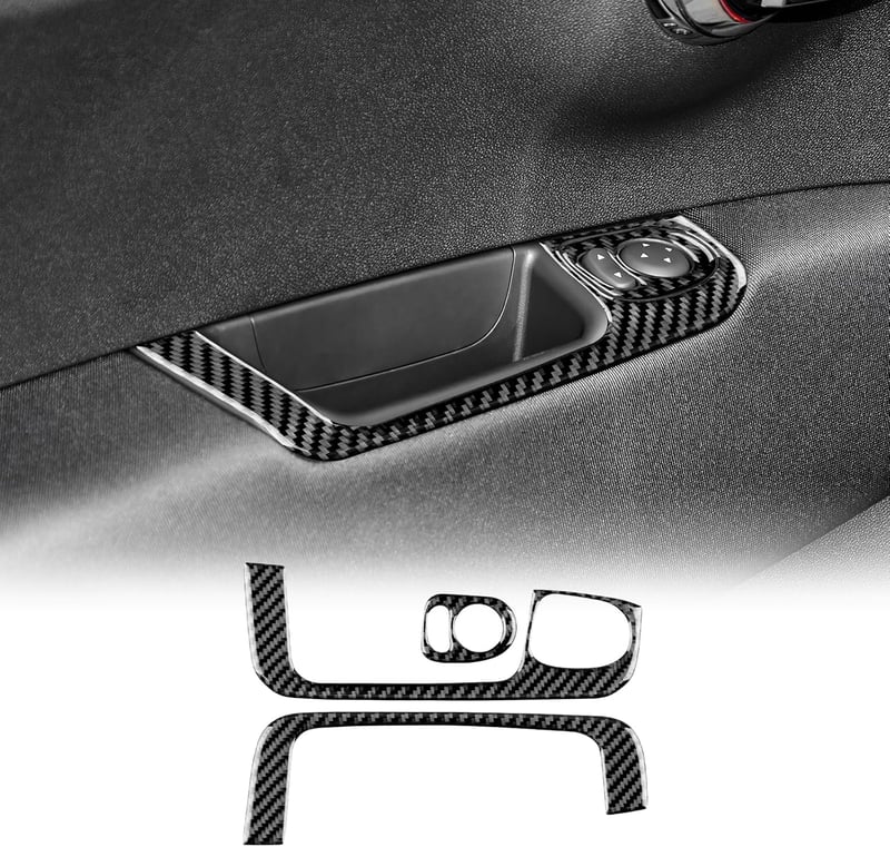 KUNGKIC Fiat 500 2008-2023 Abarth 595 695 Belső Ajtó Ablakemelő Kapcsoló Konzol Burkolat Karbon Fiber Fekete Autó Kiegészítő