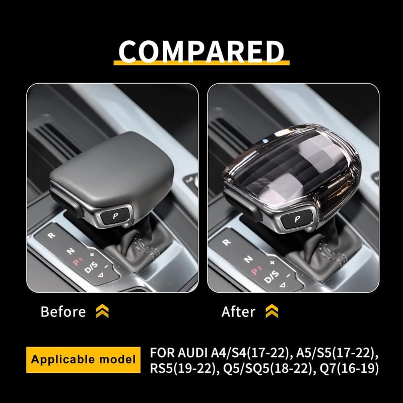 KUNGKIC Kristály Sebességváltó Gomb Borító Audi A4 S4 A5 S5 RS5 Q5 SQ5 Q7 Modellekhez Átlátszó Üveg Váltókar Fej Díszítő