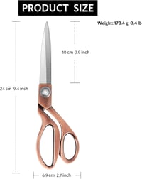 KUONIIY Professzionális Varrócső 24 cm Rozsdamentes Acél Réz Szövet Bőr 4