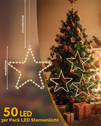 Decorațiune luminoasă de Crăciun tip stea Kureny cu LED, 3 bucăți, lumină alb cald, decorațiune de Crăciun pentru interior 2