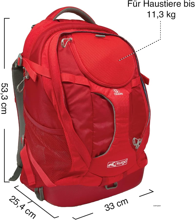 Kurgo G-Train kutyahátizsák integrált kisállat rekesszel, vízálló alappal, fekete, 11 kg-ig