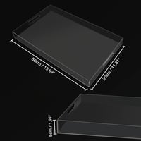 Priehľadný akrylový servírovací podnos Kurtzy s úchytkami – 50 x 30 cm – Extra veľký obdĺžnikový nepriepustný dekoratívny podnos na raňajky, kávu a jedlo 2