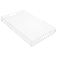 Priehľadný akrylový servírovací podnos Kurtzy s úchytkami – 50 x 30 cm – Extra veľký obdĺžnikový nepriepustný dekoratívny podnos na raňajky, kávu a jedlo 1
