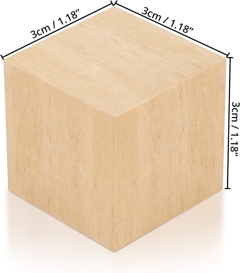 Kurtzy Fa Kocka 60 db - 3x3 cm Natúr Fa Blokk Kézimunkához és Játékhoz