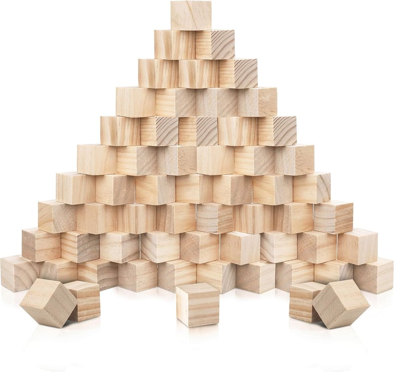 Kurtzy Fa Kocka 60 db - 3x3 cm Natúr Fa Blokk Kézimunkához és Játékhoz