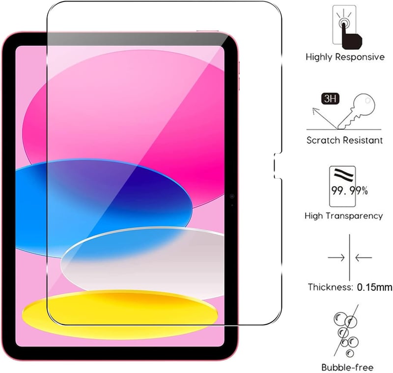 KUSINHOKA iPad 10 Generációs (2022) Képernyővédő Üveg, 2 db, 10.9 Colos, Karcálló Edzett Üveg, Ujjlenyomatmentes HD Átlátszó Védőfólia