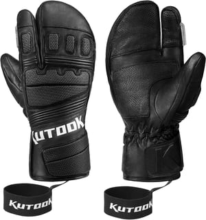 KUTOOK GS515 3M Thinsulate kecskebőr sí kesztyű, vízálló - fekete - M-es méret