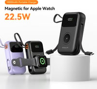 Kuulaa 10000 mAh Power Bank LED Kijelzővel - Mágneses Vezeték Nélküli Töltő Apple Watch és iPhone Készülékekhez - Beépített USB-C Kábellel,  4